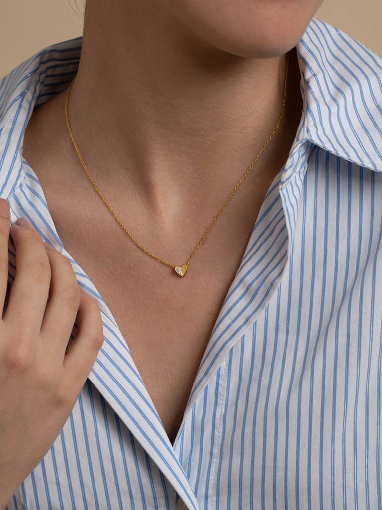 Half Shine Necklace 925 Sterling Silver 18Kt Gold Vermeil Jewellery For Women : QG113003_Y