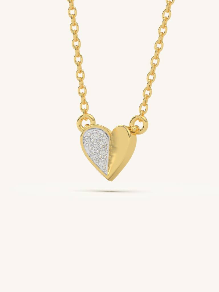 Half Shine Necklace 925 Sterling Silver 18Kt Gold Vermeil Jewellery For Women : QG113003_Y