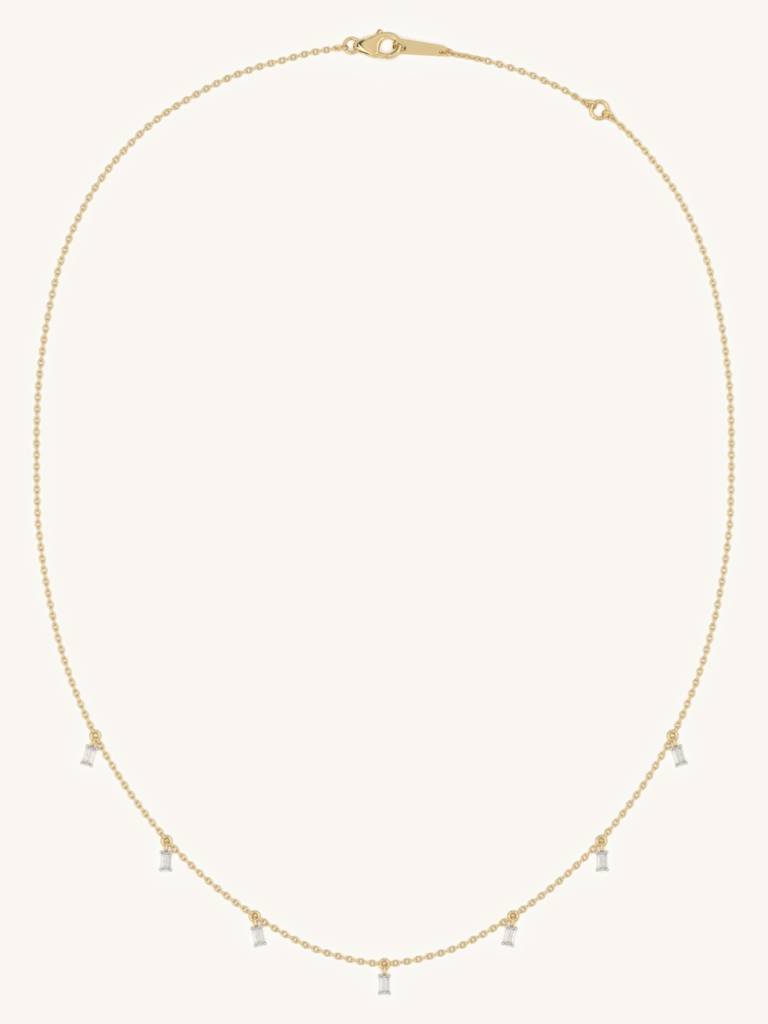 Dangling Baguette Necklace 925 Sterling Silver 18Kt Gold Vermeil Jewellery For Women : QG116002_Y