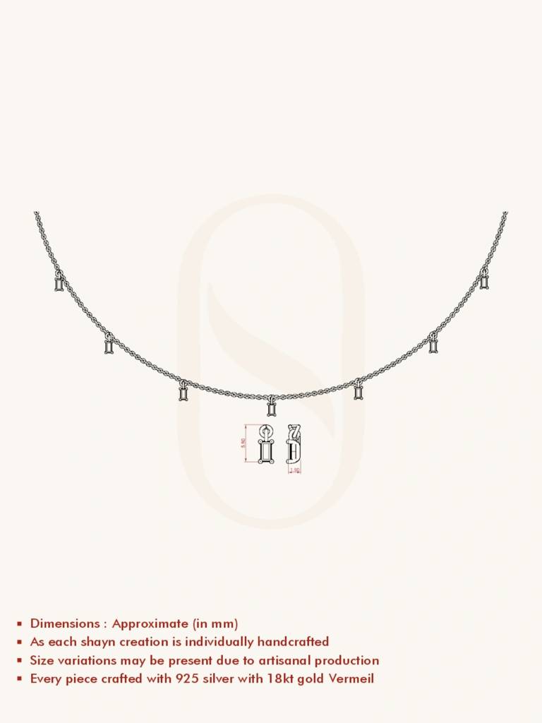 Dangling Baguette Necklace 925 Sterling Silver 18Kt Gold Vermeil Jewellery For Women : QG116002_Y