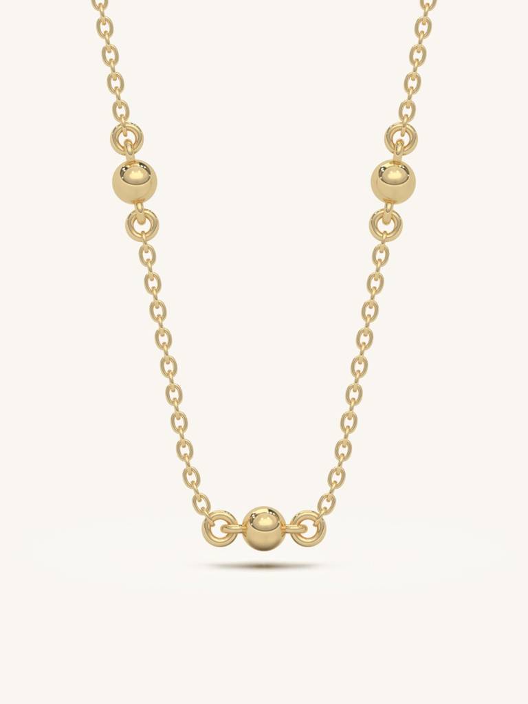 Beaded Link Necklace 925 Sterling Silver 18Kt Gold Vermeil Jewellery For Women : QG116009_Y