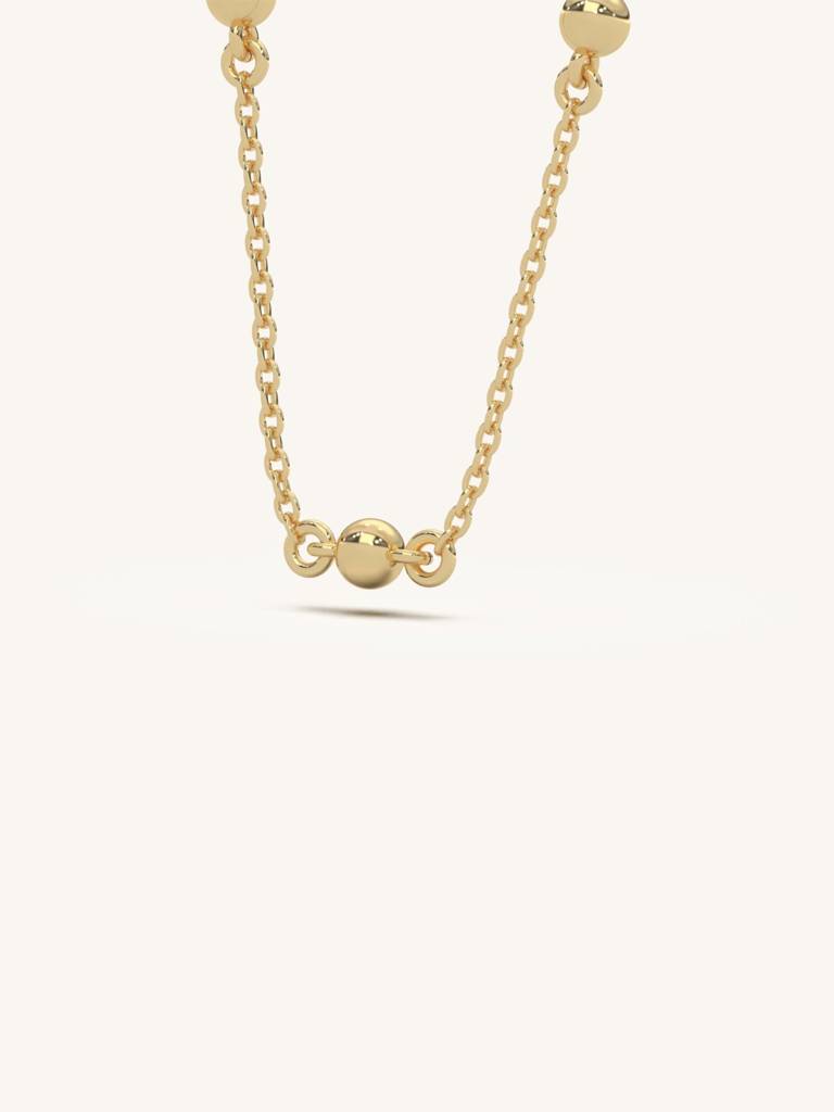 Beaded Link Necklace 925 Sterling Silver 18Kt Gold Vermeil Jewellery For Women : QG116009_Y