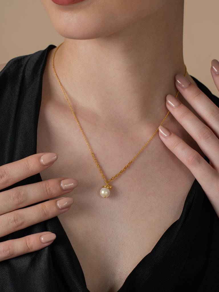 Chain Drop Necklace 925 Sterling Silver 18Kt Gold Vermeil Jewellery For Women : QG118004_Y