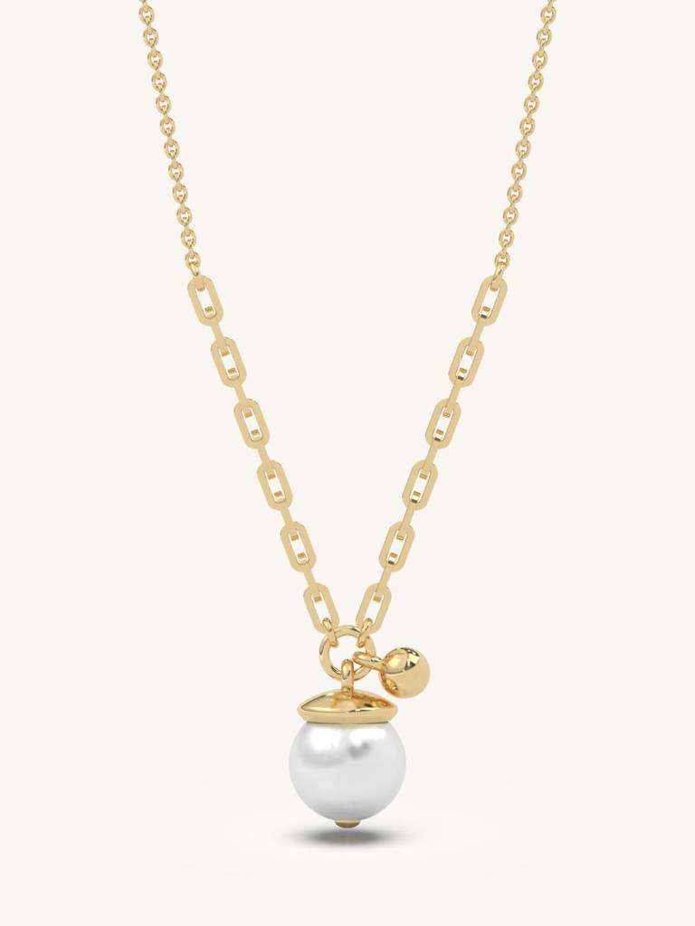 Chain Drop Necklace 925 Sterling Silver 18Kt Gold Vermeil Jewellery For Women : QG118004_Y