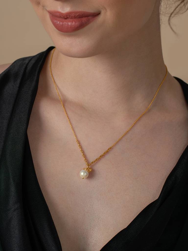 Chain Drop Necklace 925 Sterling Silver 18Kt Gold Vermeil Jewellery For Women : QG118004_Y