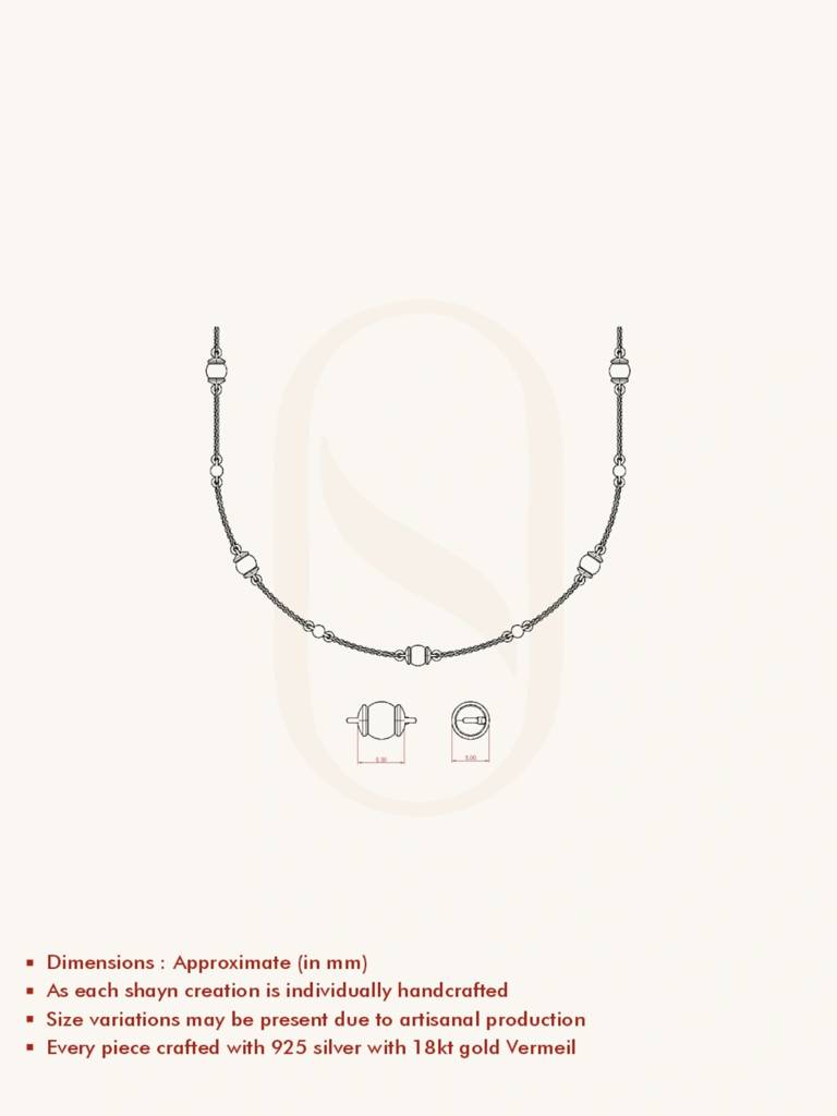 Pearl Bead Necklace 925 Sterling Silver 18Kt Gold Vermeil Jewellery For Women : QG118005_Y