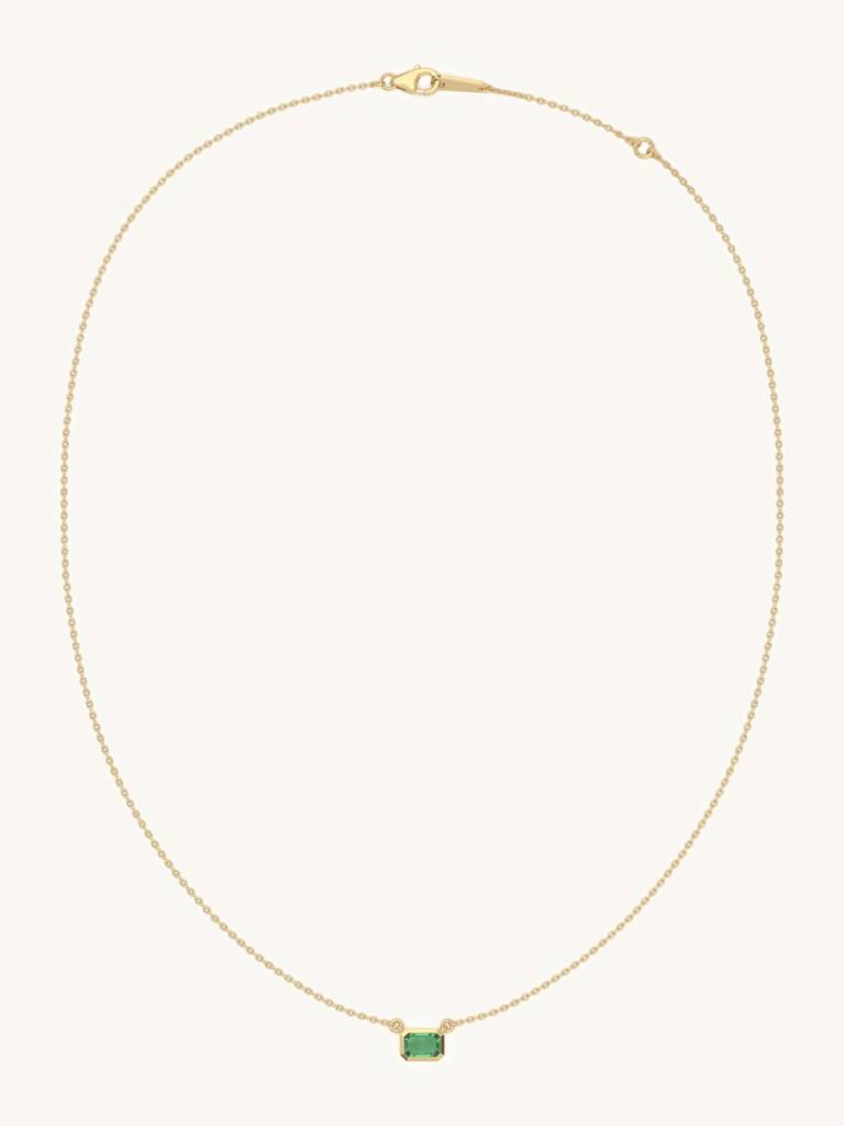 Emerald Bar Necklace 925 Sterling Silver 18Kt Gold Vermeil Jewellery For Women : QG123008_Y
