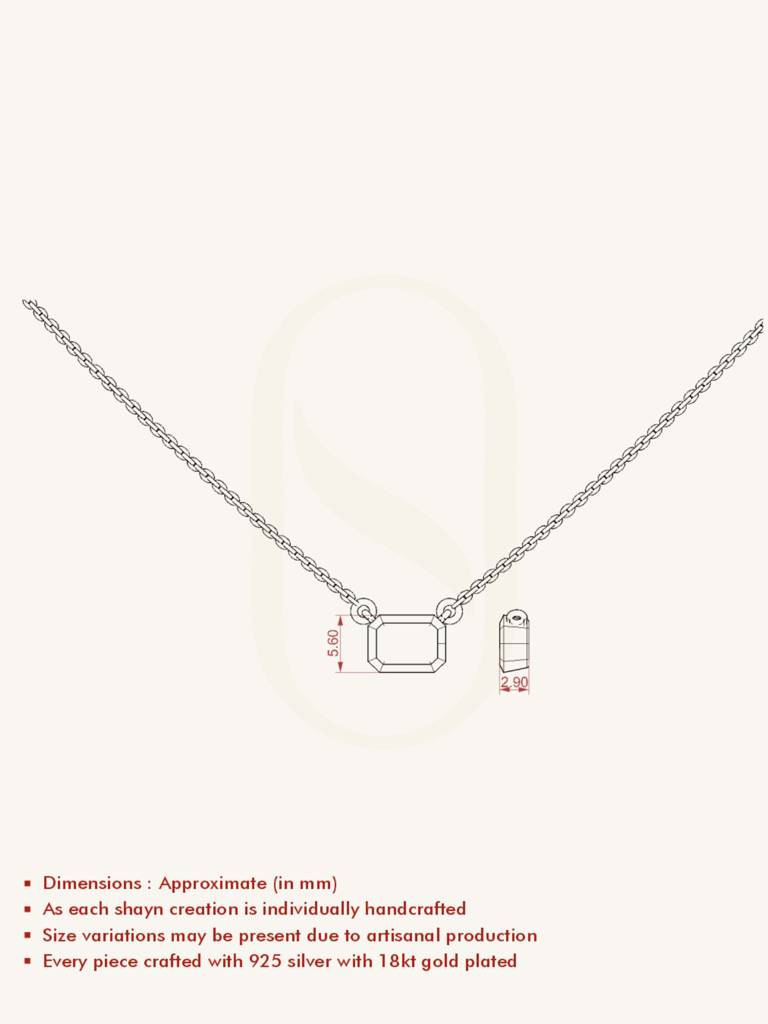 Emerald Bar Necklace 925 Sterling Silver 18Kt Gold Vermeil Jewellery For Women : QG123008_Y