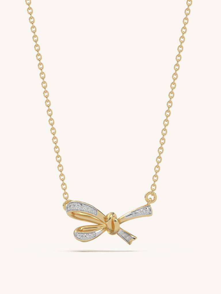 Silver Knot Necklace 925 Sterling Silver 18Kt Gold Vermeil Jewellery For Women : QG125002_Y