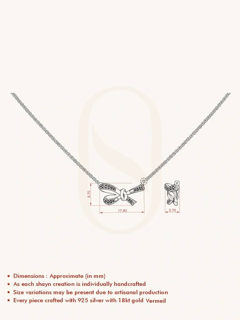 Silver Knot Necklace 925 Sterling Silver 18Kt Gold Vermeil Jewellery For Women : QG125002_Y