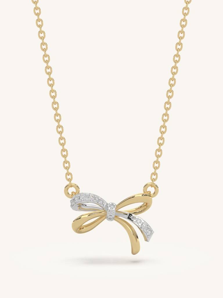 Ribbon Wrap Necklace 925 Sterling Silver 18Kt Gold Vermeil Jewellery For Women : QG125003_Y