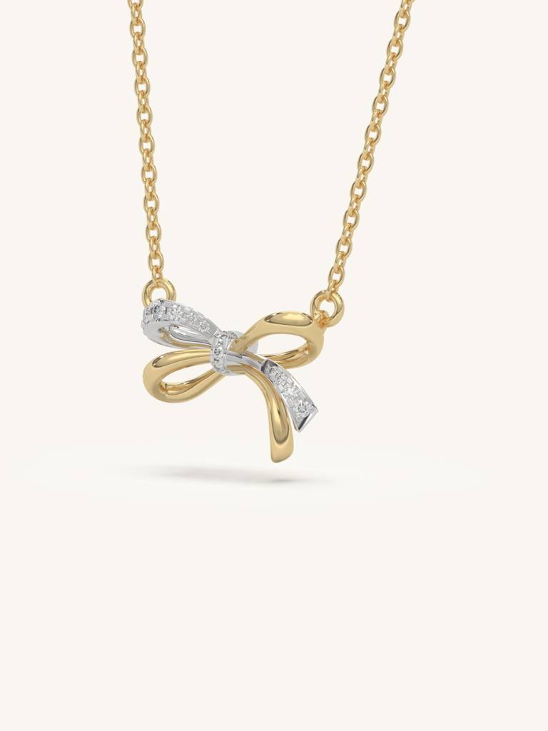 Ribbon Wrap Necklace 925 Sterling Silver 18Kt Gold Vermeil Jewellery For Women : QG125003_Y