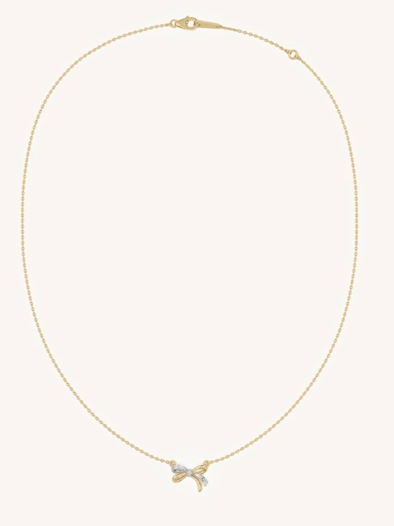 Ribbon Wrap Necklace 925 Sterling Silver 18Kt Gold Vermeil Jewellery For Women : QG125003_Y