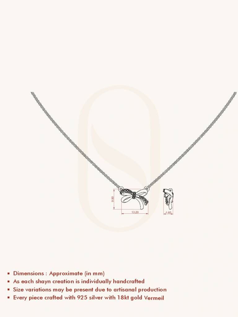 Ribbon Wrap Necklace 925 Sterling Silver 18Kt Gold Vermeil Jewellery For Women : QG125003_Y