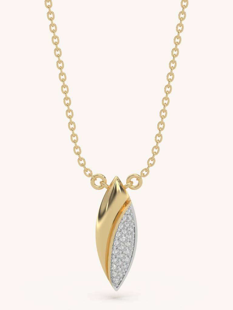 Gold Curve Pendant 925 Sterling Silver 18Kt Gold Vermeil Jewellery For Women : QG127002_Y