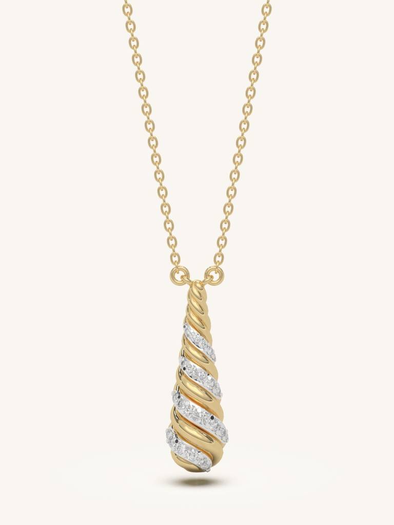 Twist Drop Necklace 925 Sterling Silver 18Kt Gold Vermeil Jewellery For Women : QG132001_Y