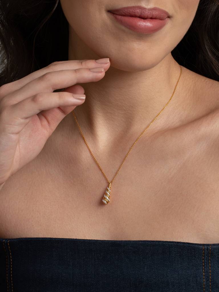 Twist Drop Necklace 925 Sterling Silver 18Kt Gold Vermeil Jewellery For Women : QG132001_Y