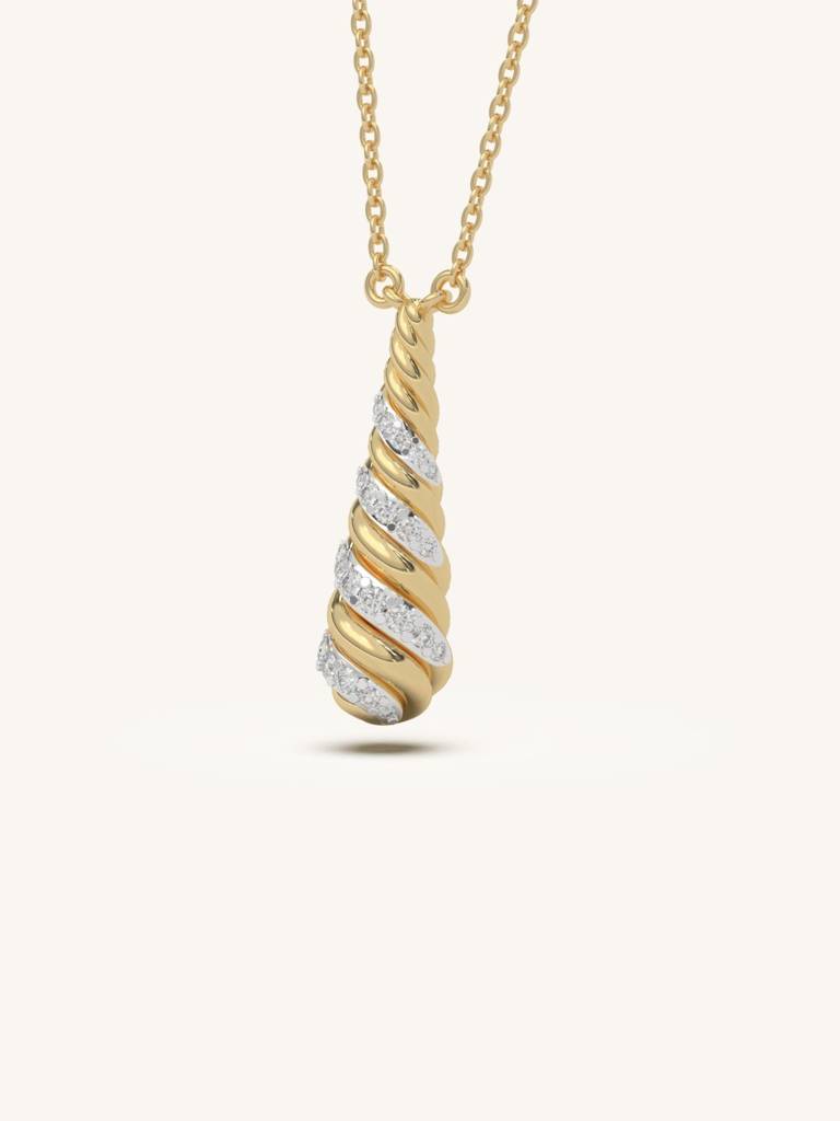 Twist Drop Necklace 925 Sterling Silver 18Kt Gold Vermeil Jewellery For Women : QG132001_Y