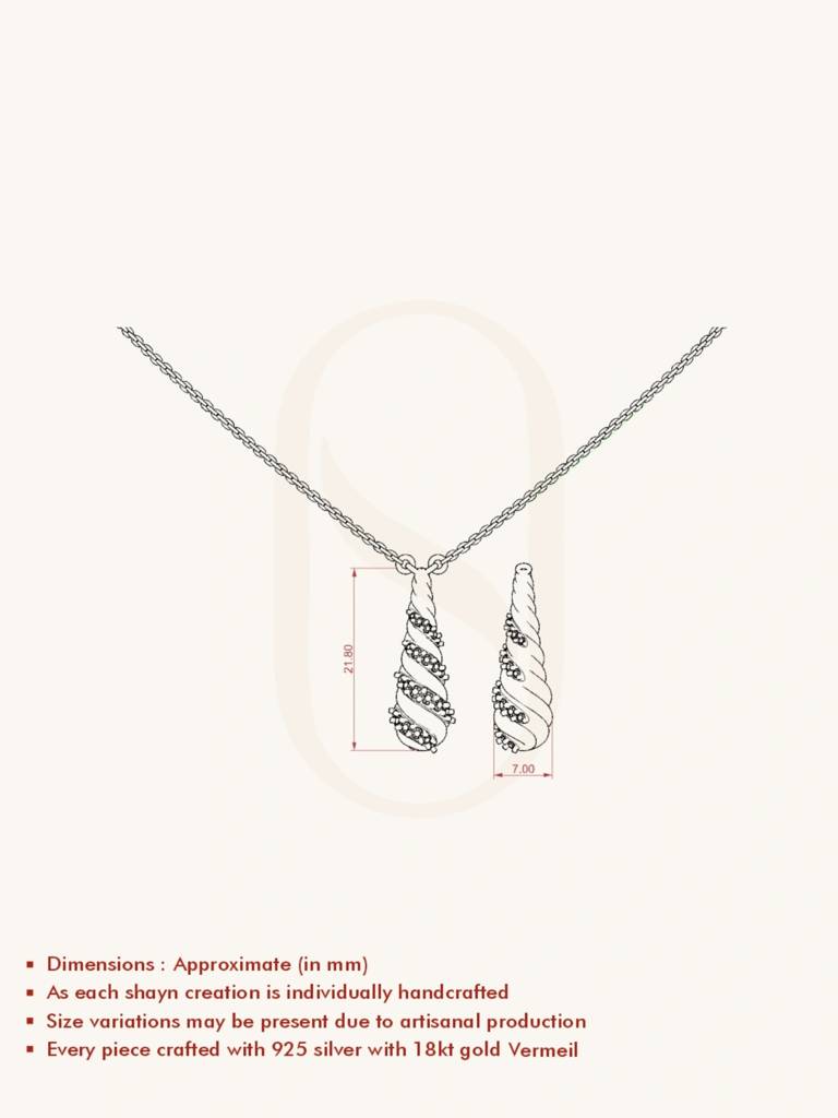 Twist Drop Necklace 925 Sterling Silver 18Kt Gold Vermeil Jewellery For Women : QG132001_Y