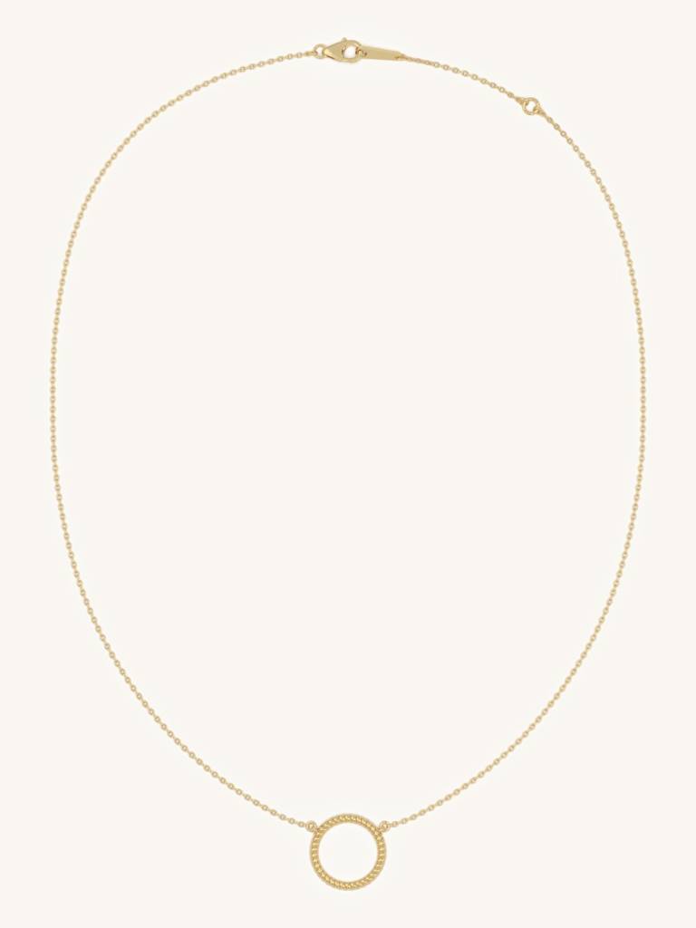 Textured Hoop Necklace 925 Sterling Silver 18Kt Gold Vermeil Jewellery For Women : QG132004_Y