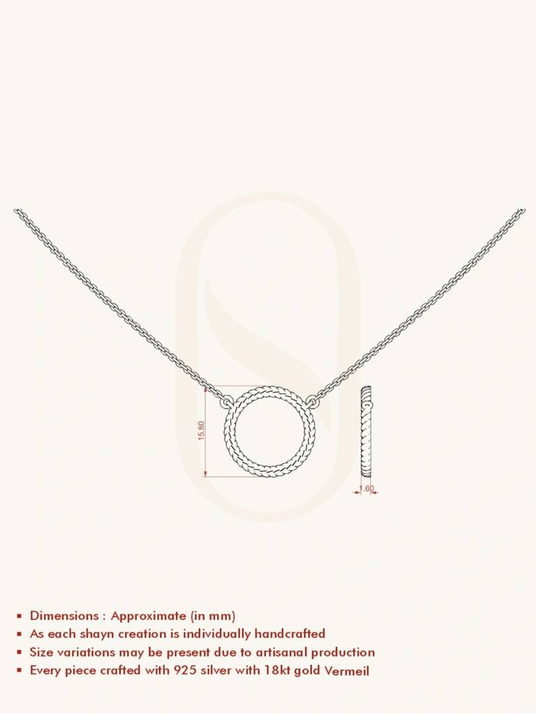 Textured Hoop Necklace 925 Sterling Silver 18Kt Gold Vermeil Jewellery For Women : QG132004_Y