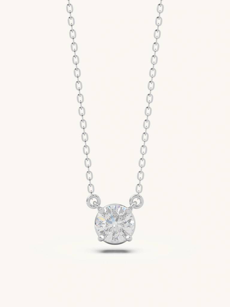Classic Solitaire Necklace 925 Sterling Silver Jewellery For Women : QG133001_W