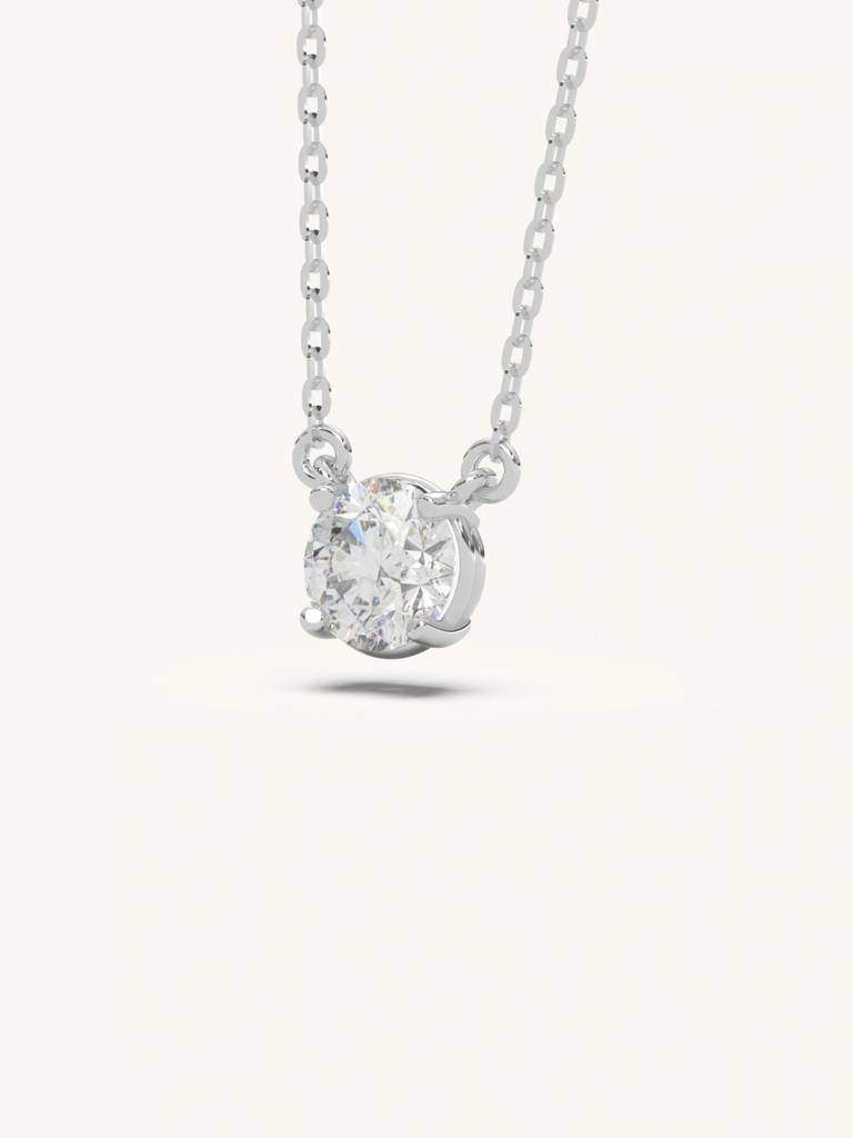 Classic Solitaire Necklace 925 Sterling Silver Jewellery For Women : QG133001_W