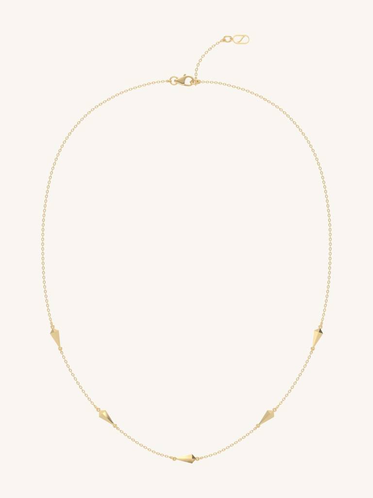 Cone Accent Chain Necklace 925 Sterling Silver 18Kt Gold Vermeil Jewellery For Women : QG135004_Y