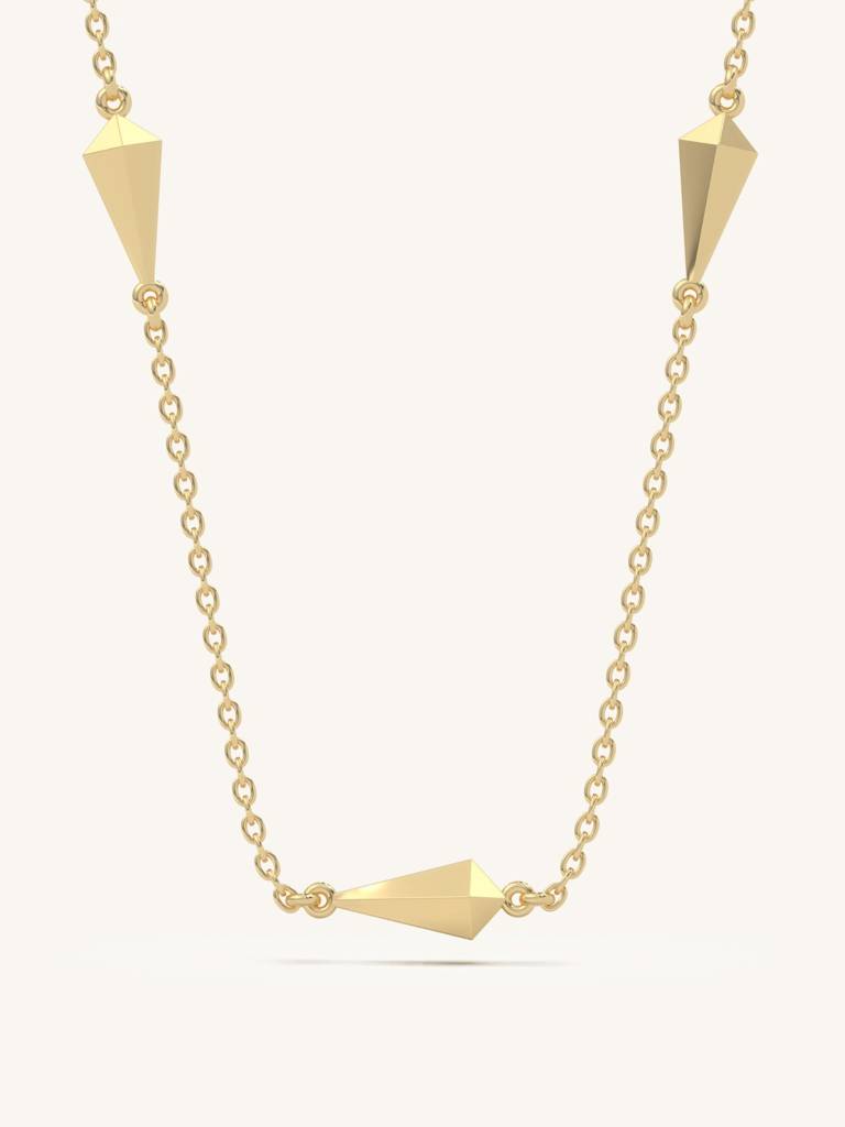 Cone Accent Chain Necklace 925 Sterling Silver 18Kt Gold Vermeil Jewellery For Women : QG135004_Y