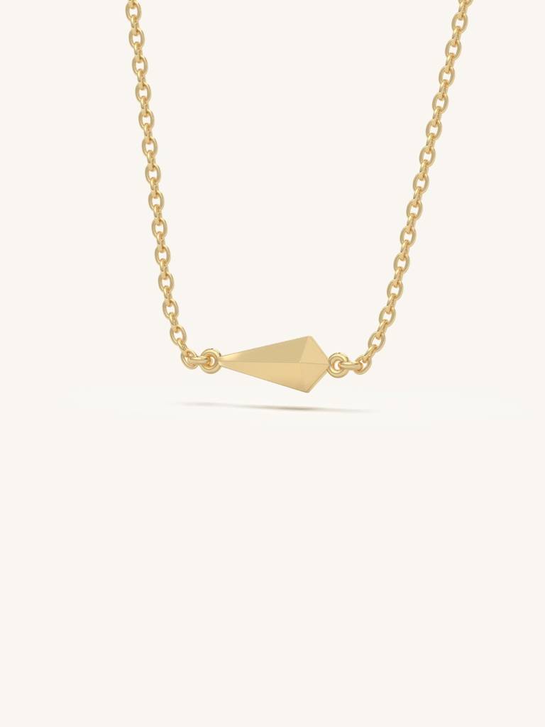 Cone Accent Chain Necklace 925 Sterling Silver 18Kt Gold Vermeil Jewellery For Women : QG135004_Y