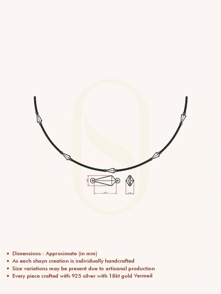 Cone Accent Chain Necklace 925 Sterling Silver 18Kt Gold Vermeil Jewellery For Women : QG135004_Y