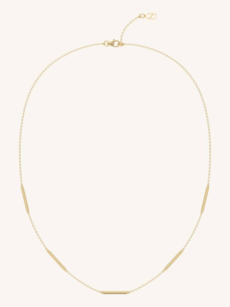 Textured Gold Chain Necklace 925 Sterling Silver 18Kt Gold Vermeil Jewellery For Women : QG135005_Y