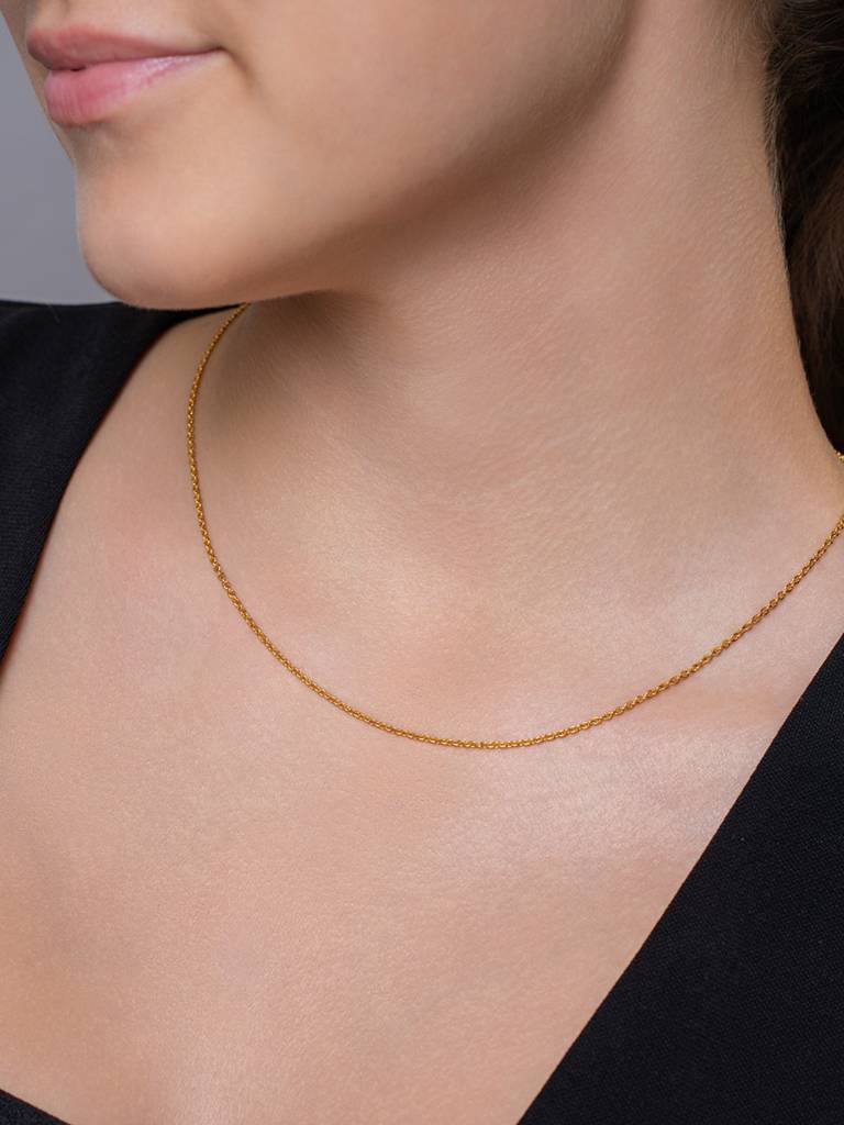 Bold Link Chain Necklace 925 Sterling Silver 18Kt Gold Vermeil Jewellery For Women : QG135007_Y