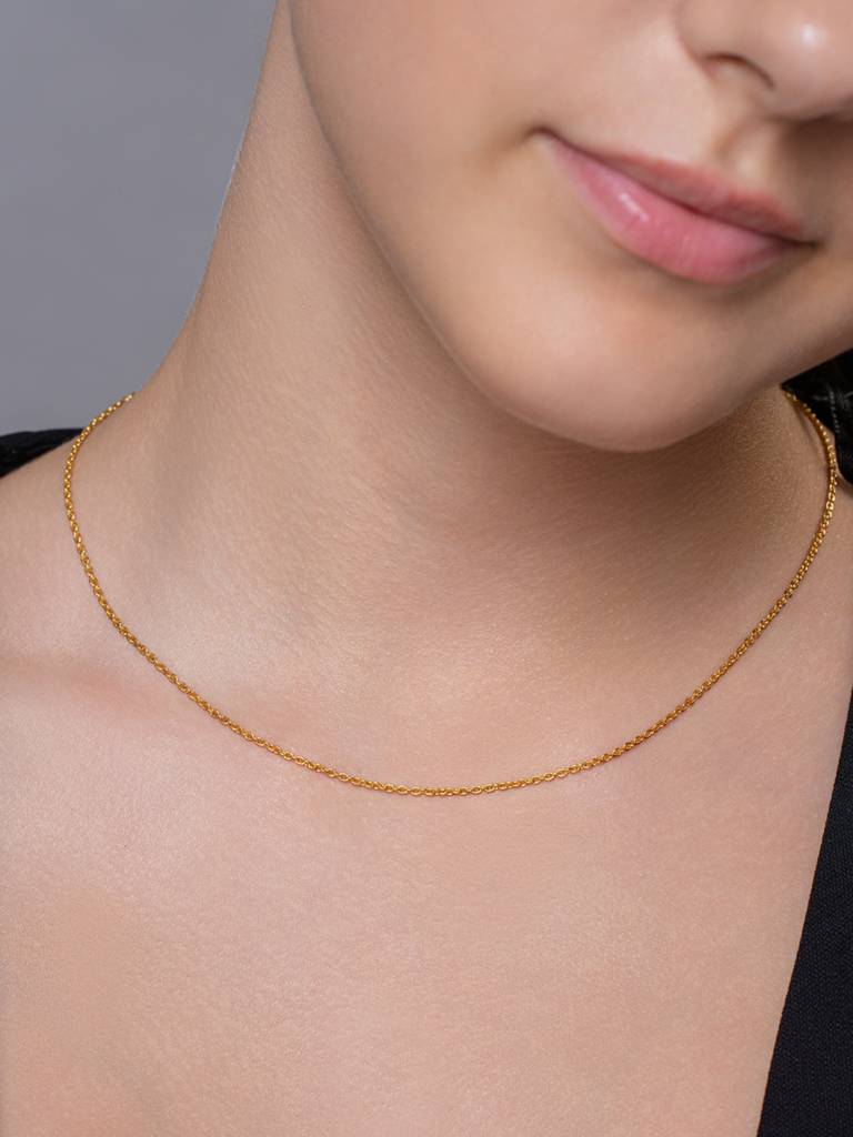 Bold Link Chain Necklace 925 Sterling Silver 18Kt Gold Vermeil Jewellery For Women : QG135007_Y