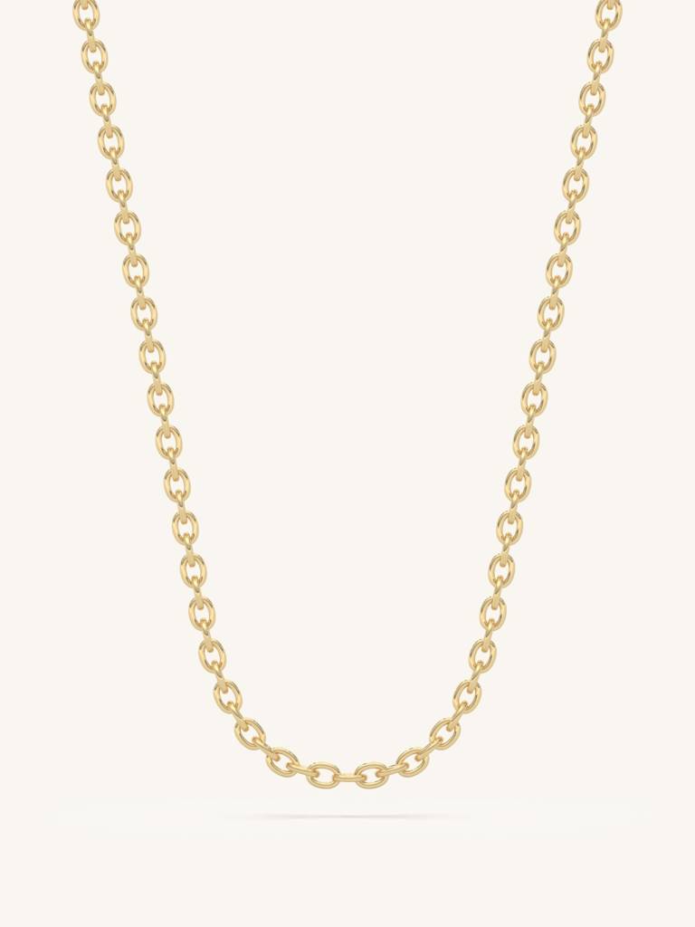 Bold Link Chain Necklace 925 Sterling Silver 18Kt Gold Vermeil Jewellery For Women : QG135007_Y