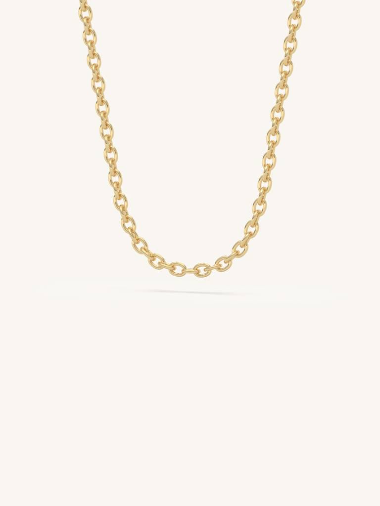 Bold Link Chain Necklace 925 Sterling Silver 18Kt Gold Vermeil Jewellery For Women : QG135007_Y