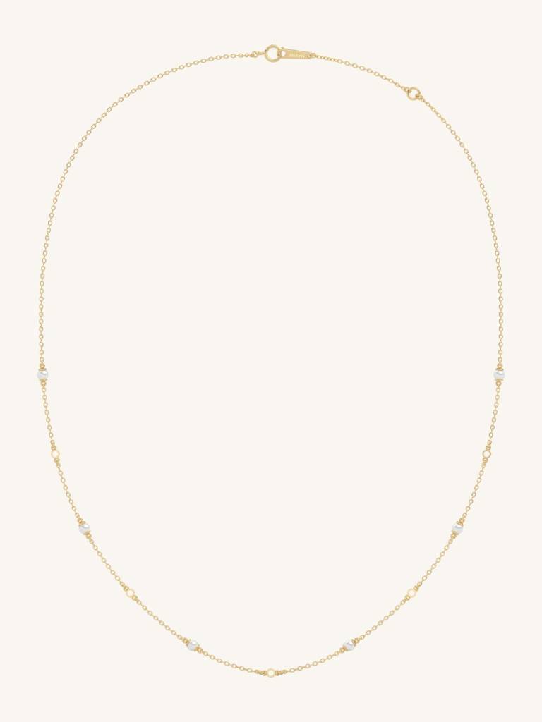 Pearl Accent Chain Necklace 925 Sterling Silver 18Kt Gold Vermeil Jewellery For Women : QG135009_Y