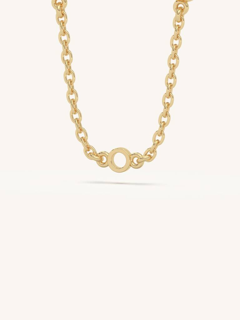 Pearl Accent Chain Necklace 925 Sterling Silver 18Kt Gold Vermeil Jewellery For Women : QG135009_Y