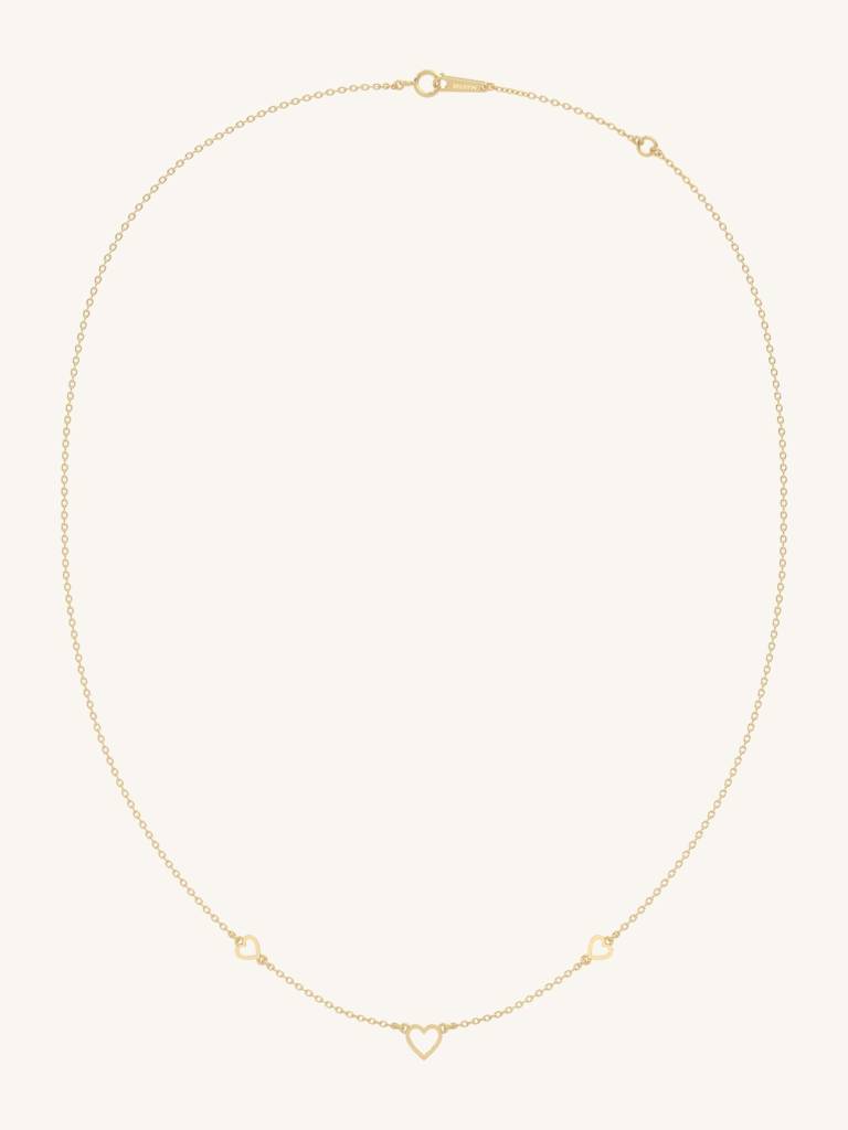 Heart Link Chain Necklace 925 Sterling Silver 18Kt Gold Vermeil Jewellery For Women : QG135010_Y