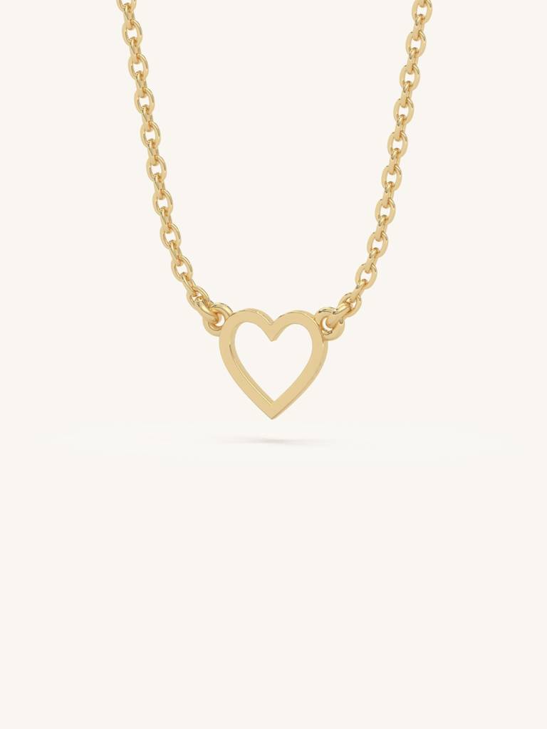 Heart Link Chain Necklace 925 Sterling Silver 18Kt Gold Vermeil Jewellery For Women : QG135010_Y