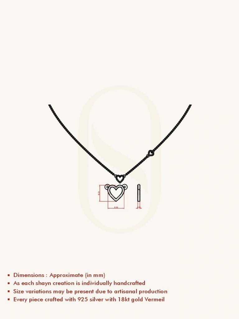 Heart Link Chain Necklace 925 Sterling Silver 18Kt Gold Vermeil Jewellery For Women : QG135010_Y