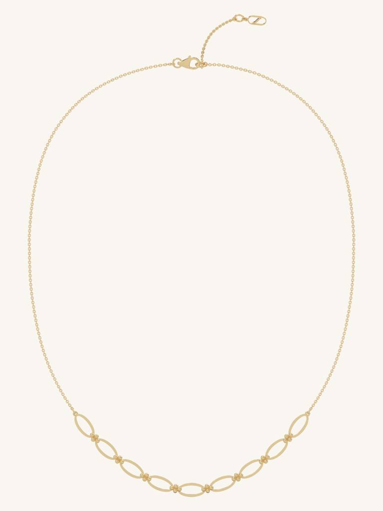 Petal Link Necklace 925 Sterling Silver 18Kt Gold Vermeil Jewellery For Women : QG135014_Y
