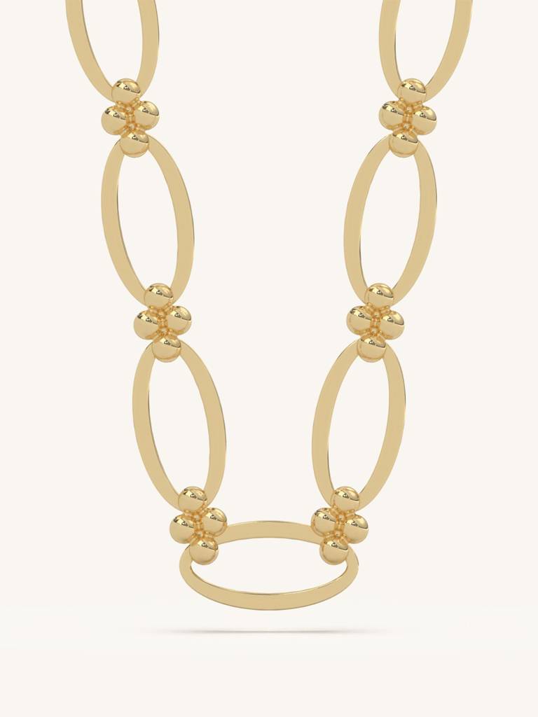 Petal Link Necklace 925 Sterling Silver 18Kt Gold Vermeil Jewellery For Women : QG135014_Y