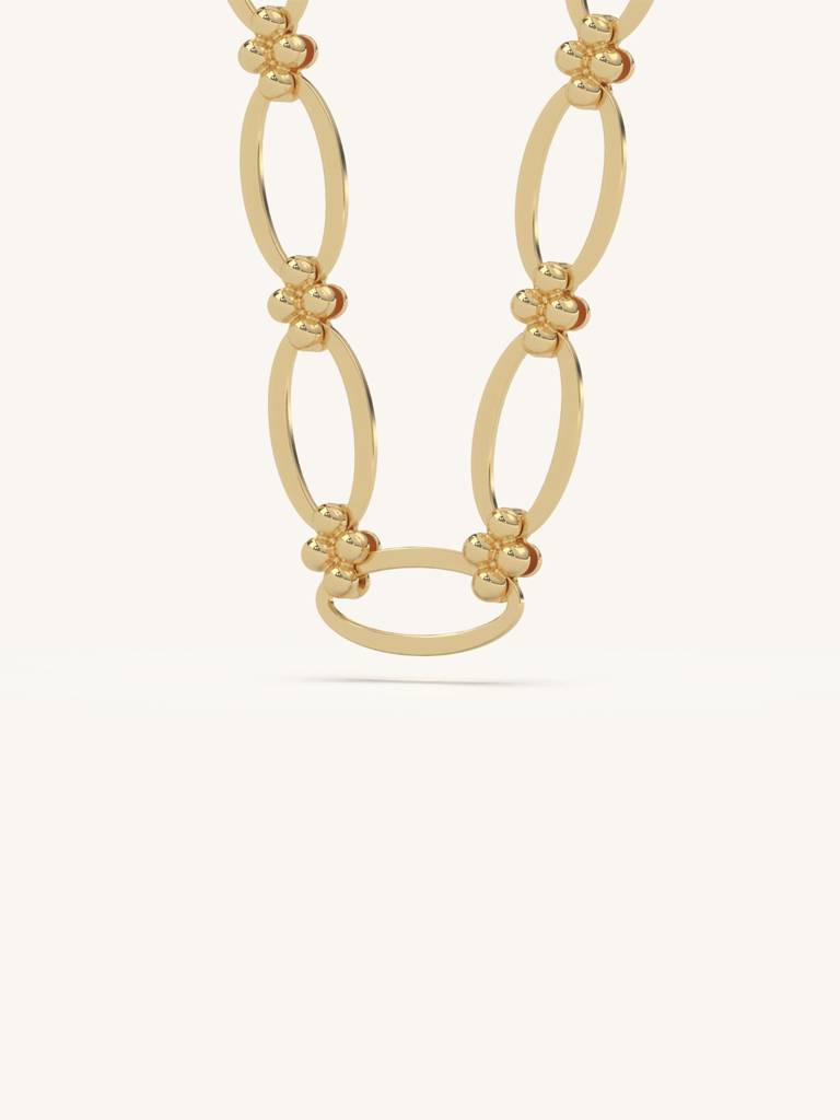Petal Link Necklace 925 Sterling Silver 18Kt Gold Vermeil Jewellery For Women : QG135014_Y