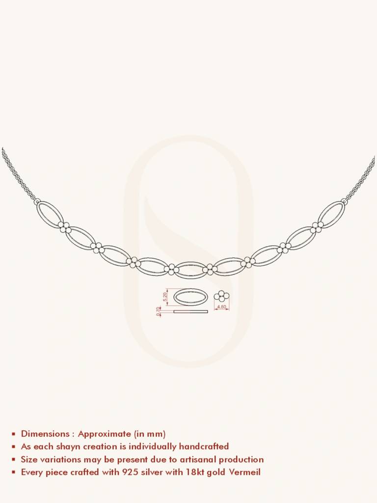 Petal Link Necklace 925 Sterling Silver 18Kt Gold Vermeil Jewellery For Women : QG135014_Y