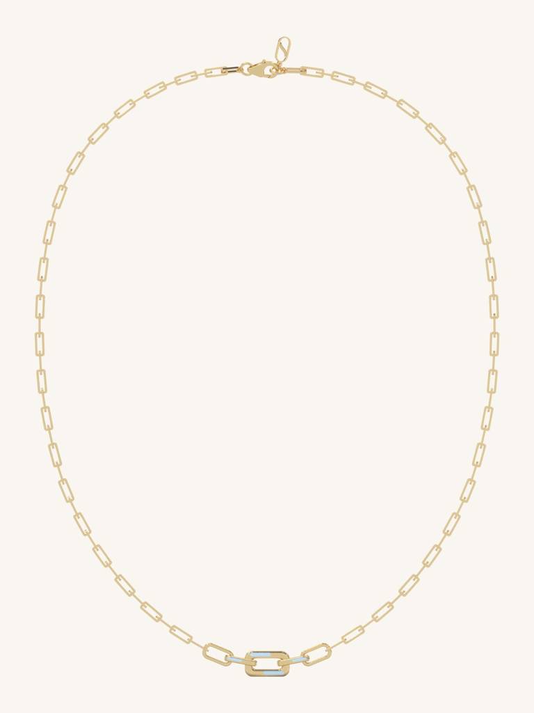 Dual Tone Link Chain Necklace 925 Sterling Silver 18Kt Gold Vermeil Jewellery For Women : QG135017_Y