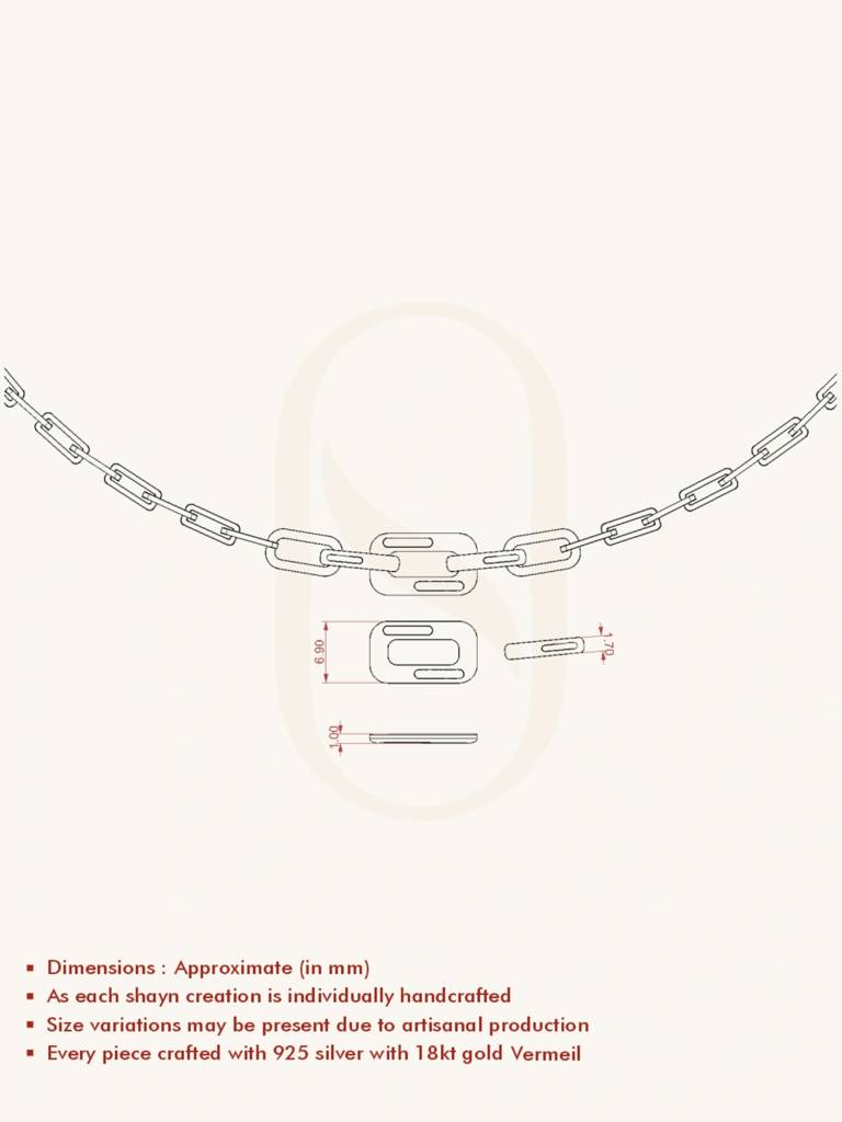 Dual Tone Link Chain Necklace 925 Sterling Silver 18Kt Gold Vermeil Jewellery For Women : QG135017_Y