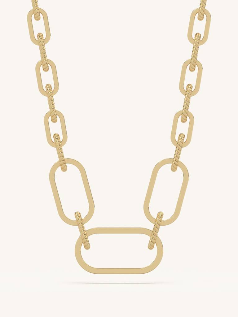 Minimal Link Necklace 925 Sterling Silver 18Kt Gold Vermeil Jewellery For Women : QG135018_Y