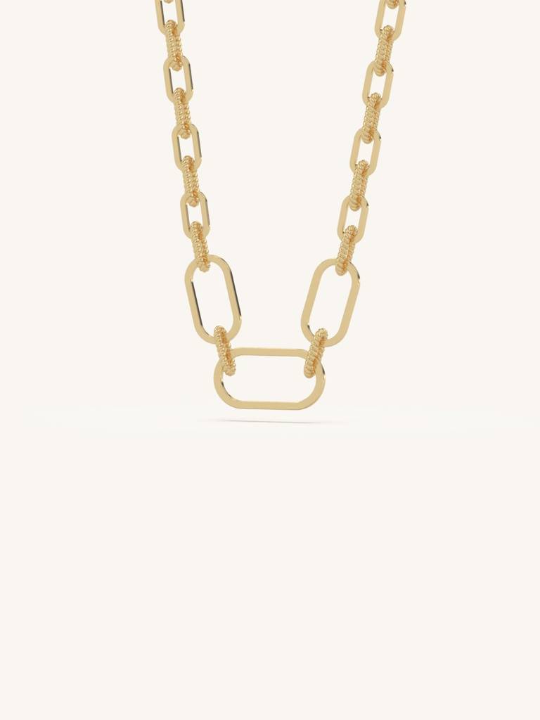 Minimal Link Necklace 925 Sterling Silver 18Kt Gold Vermeil Jewellery For Women : QG135018_Y