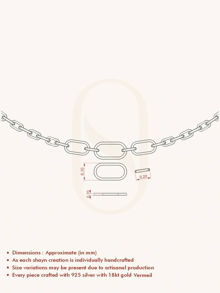 Minimal Link Necklace 925 Sterling Silver 18Kt Gold Vermeil Jewellery For Women : QG135018_Y